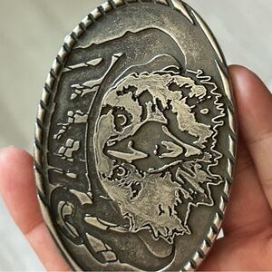 4/$100 western American eagle Oval Silver Belt Buckle